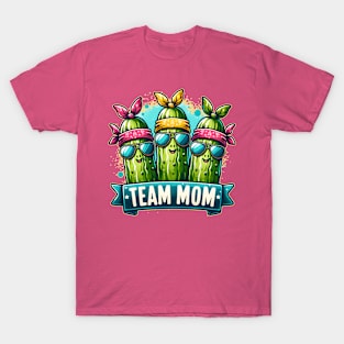 Team Mom, happy pickle team with bandana and sunglasses , funny pickleball T-Shirt